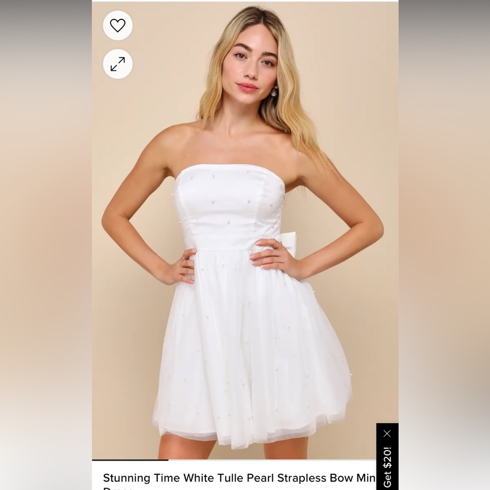 NEW without tags Lulus strapless tulle mini bow dress with pearls